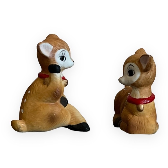 Vintage HOMCO Fawn Reindeer Deer Ceramic Figurines Set of 2 Christmas Taiwan - Picture 3 of 4